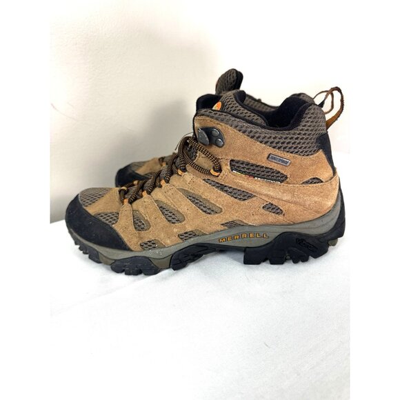 Merrell Mens Brown Earth Performance Waterproof Hiking Shoes 8 Gorp Boots Trails - Picture 3 of 16